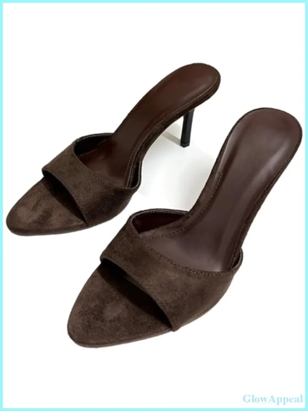 Women's Suede Pointed Toe Mules Stiletto Heels Backless Slip-On Sandals